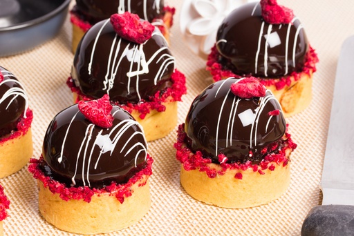 COCKTAIL TART CHOC & RASPBERRY DOME, Box of 15